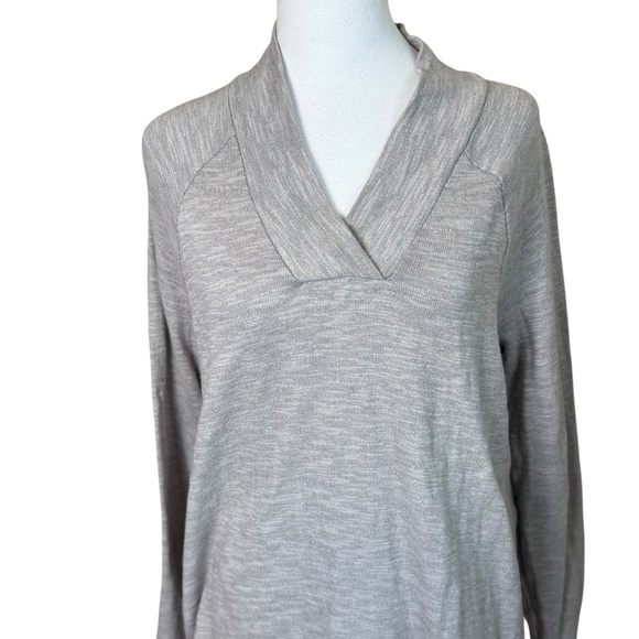 Pure Jill Gray Cotton Blend Sweater Medium Petite V-Neck Natural Organic Neutral - Picture 10 of 10